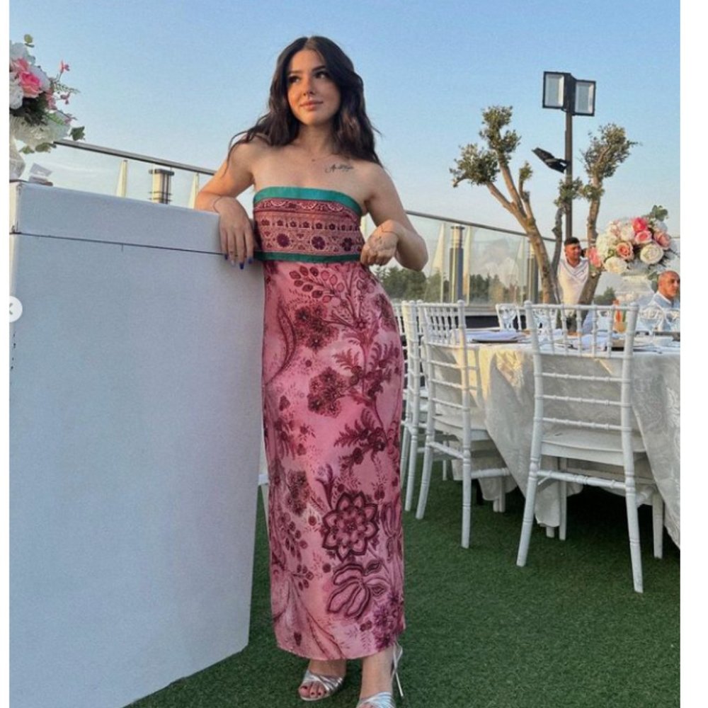 Zara printed strapless dress Paisley